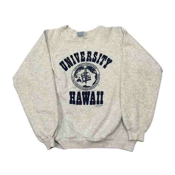 True Vintage Other - Vtg Rare 80’s University of Hawaii Hanes Fleece Crewneck Sweater Size Large
